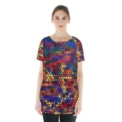 Hexagon Honeycomb Pattern Design Skirt Hem Sports Top