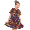 Flower Retro Funky Psychedelic Kids  Short Sleeve Shirt Dress View1