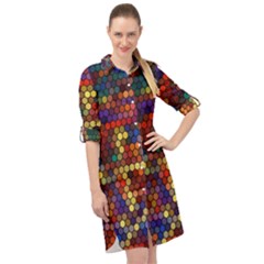 Flower Retro Funky Psychedelic Long Sleeve Mini Shirt Dress by Ndabl3x