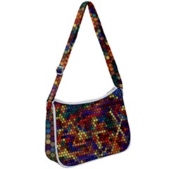 Flower Retro Funky Psychedelic Zip Up Shoulder Bag by Ndabl3x