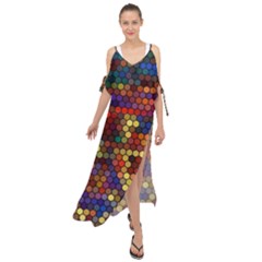 Hexagon Honeycomb Pattern Design Maxi Chiffon Cover Up Dress