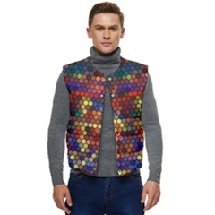 Flower Retro Funky Psychedelic Men s Button Up Puffer Vest	