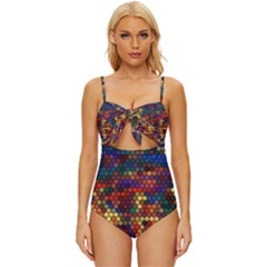 Flower Retro Funky Psychedelic Knot Front One-piece Swimsuit by Ndabl3x
