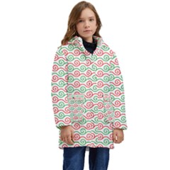 Pattern Flowers Geometric Kids  Hooded Longline Puffer Jacket