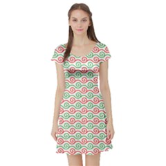 Background Pattern Leaves Texture Short Sleeve Skater Dress by Ndabl3x