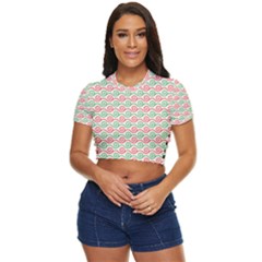 Mosaic Hexagon Honeycomb Side Button Cropped T-shirt by Ndabl3x