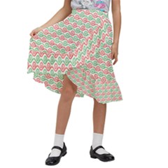 Mosaic Hexagon Honeycomb Kids  Ruffle Flared Wrap Midi Skirt by Ndabl3x