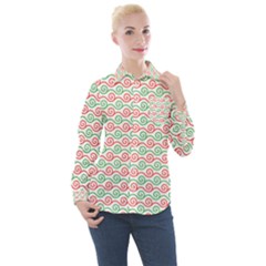 Background Pattern Leaves Texture Women s Long Sleeve Pocket Shirt