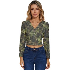 Camouflage Military Long Sleeve V-neck Top by Ndabl3x