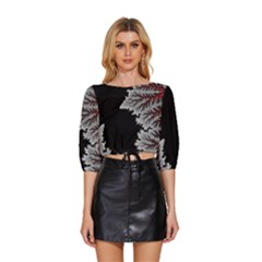 Abstract City Retro Sunset Night Mid Sleeve Drawstring Hem Top