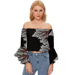 Silhouette Of Aurora Borealis Off Shoulder Flutter Bell Sleeve Top by Bedest
