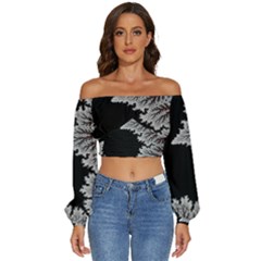 Himalaya Nature Mountain Long Sleeve Crinkled Weave Crop Top by Bedest