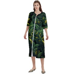 Banana Leaves Women s Cotton 3/4 Sleeve Nightgown