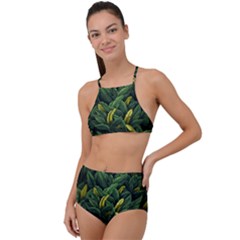 Banana Leaves Halter Tankini Set