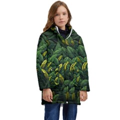 Banana Leaves Kids  Hooded Longline Puffer Jacket by goljakoff
