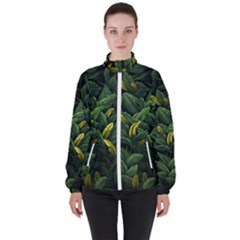 Banana leaves Women s High Neck Windbreaker