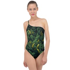 Banana Leaves Classic One Shoulder Swimsuit