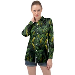 Banana Leaves Long Sleeve Satin Shirt