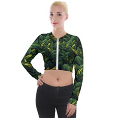 Banana leaves Long Sleeve Cropped Velvet Jacket