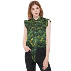 Banana Leaves Frill Detail Shirt