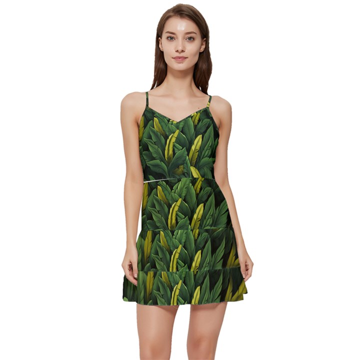 Banana leaves Short Frill Dress