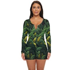 Banana leaves Long Sleeve Boyleg Swimsuit