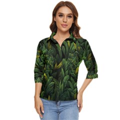 Banana leaves Women s Quarter Sleeve Pocket Shirt