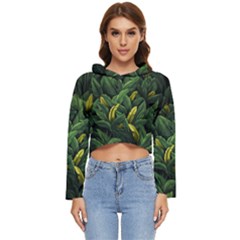 Banana Leaves Women s Lightweight Cropped Hoodie