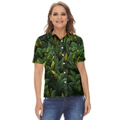 Banana Leaves Women s Short Sleeve Double Pocket Shirt