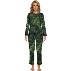 Banana Leaves Womens  Long Sleeve Lightweight Pajamas Set