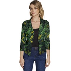 Banana leaves Women s Casual 3/4 Sleeve Spring Jacket