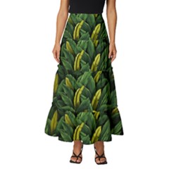 Banana leaves Tiered Ruffle Maxi Skirt