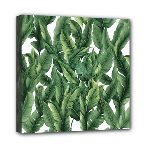 Green Banana Leaves Mini Canvas 8  X 8  (stretched)