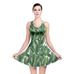 Green Banana Leaves Reversible Skater Dress