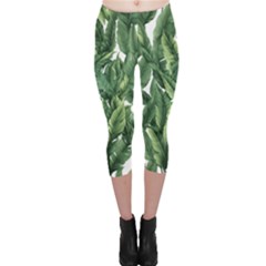 Green Banana Leaves Capri Leggings 