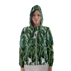 Green Banana Leaves Women s Hooded Windbreaker