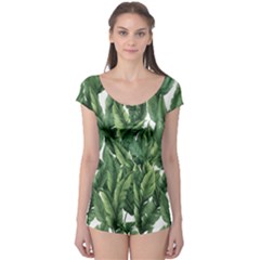 Green Banana Leaves Boyleg Leotard 