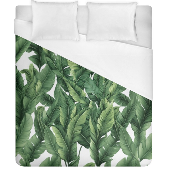 Green banana leaves Duvet Cover (California King Size)