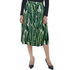 Green Banana Leaves Classic Velour Midi Skirt  by goljakoff