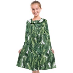 Green banana leaves Kids  Midi Sailor Dress