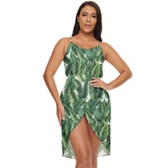 Green banana leaves Tulip Hem Mini Chiffon Dress