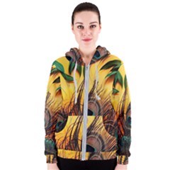 City Light Sky Landmark Painting Women s Zipper Hoodie by Cemarart