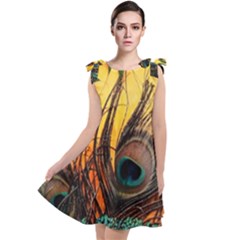 City Light Sky Landmark Painting Tie Up Tunic Dress by Cemarart