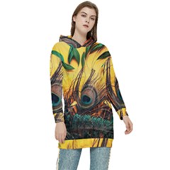 City Lights Sky Landmark Painting Women s Long Oversized Pullover Hoodie by Cemarart