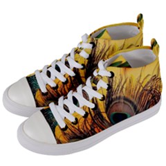 Forest Owl Art Snow Winter Women s Mid-top Canvas Sneakers