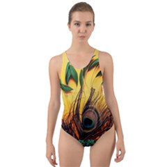 Landscape Bright Scenery Drawing Rivers Blue Lovely Cut-out Back One Piece Swimsuit by Cemarart