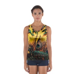 Landscape Bright Scenery Drawing Rivers Blue Lovely Sport Tank Top 