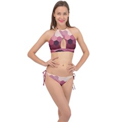 Pink Roses Flowers Love Nature Cross Front Halter Bikini Set by Grandong