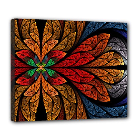 Fractals, Floral Ornaments, Rings Deluxe Canvas 24  X 20  (stretched) by nateshop