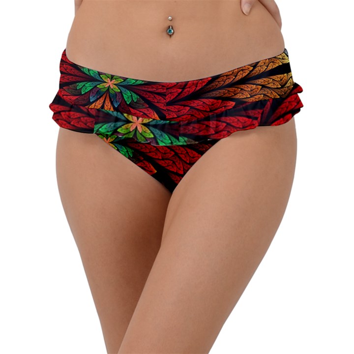 Fractals, Floral Ornaments, Rings Frill Bikini Bottoms